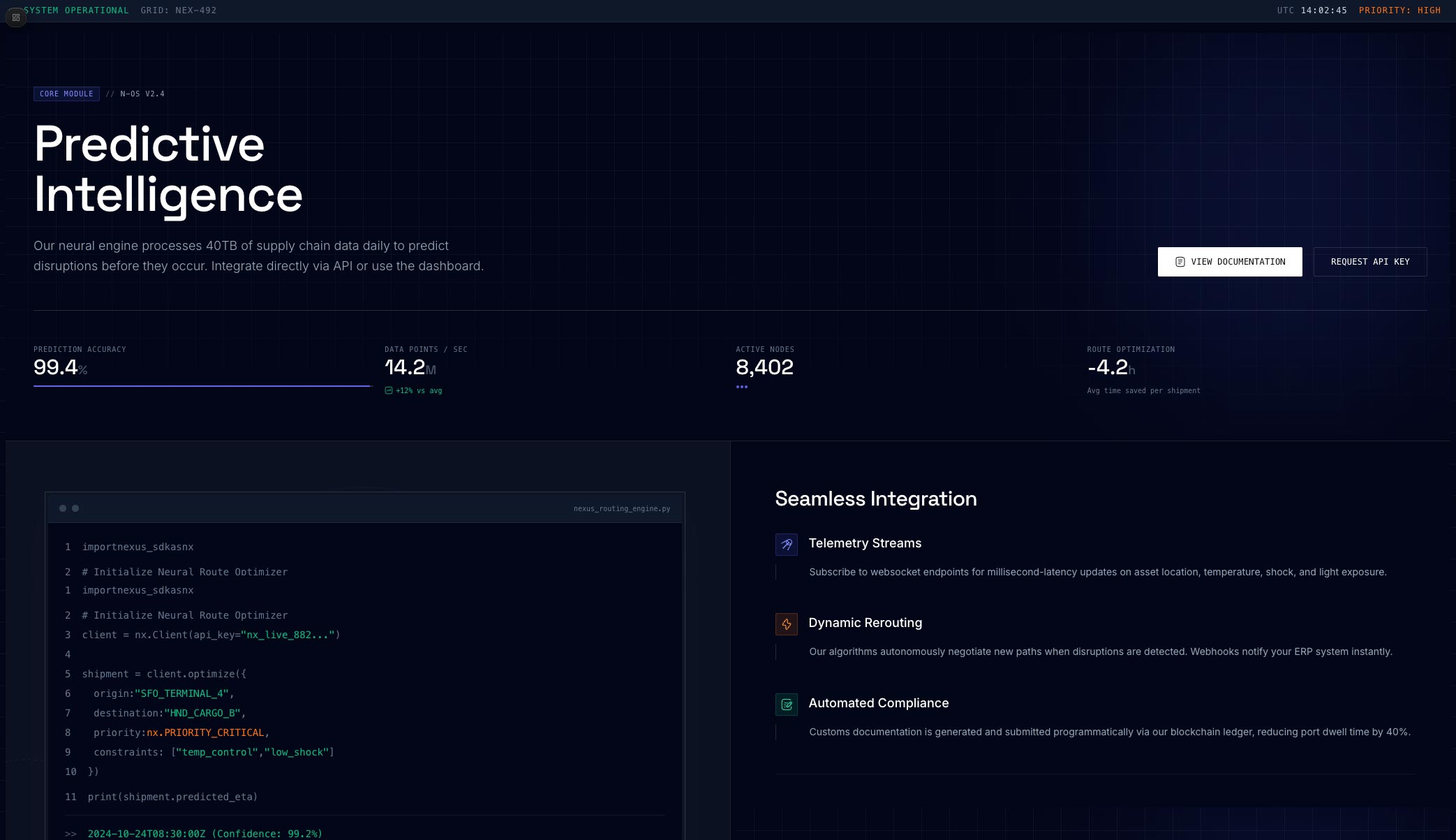 Precision Logistics detail view