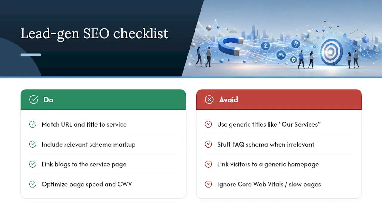 SEO Practices Built Specifically for Lead Generation Pages - overview diagram