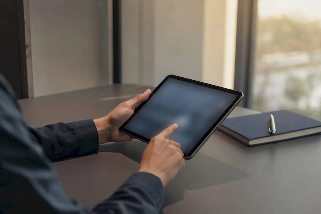 Hands sorting digital customer records