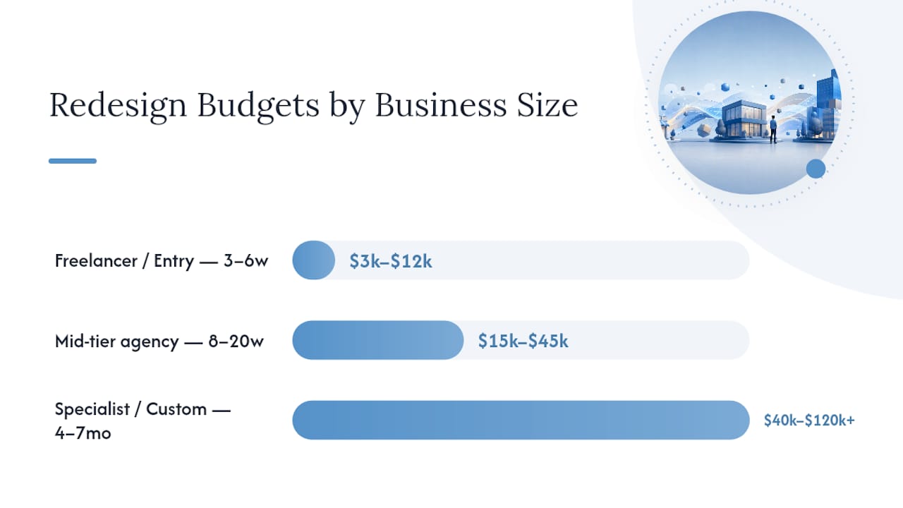 SMB website redesign budget tiers and timelines